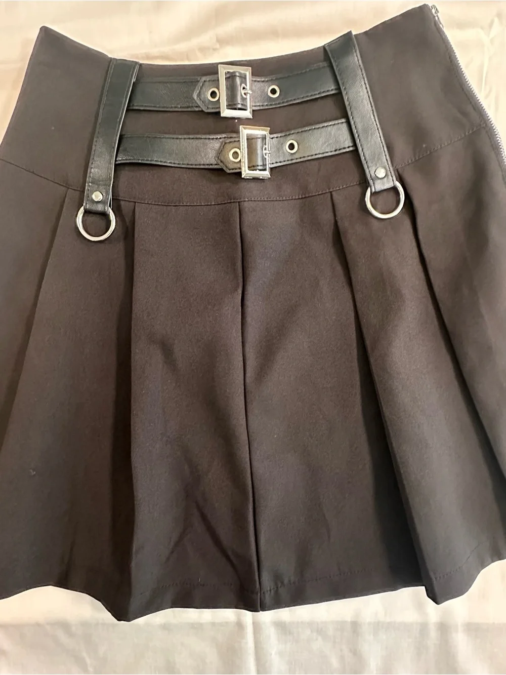 High-Waist Pleated Skater mini Skirt Goth punk biker Wednesday, Addams